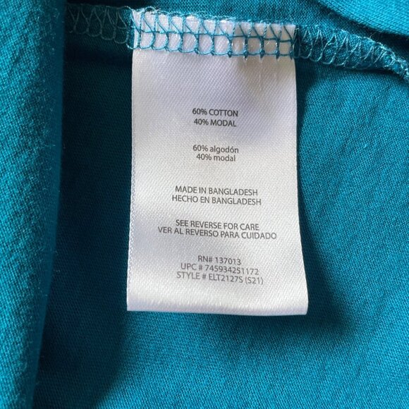 Eddie Bauer Womens Short Sleeve Soft T Shirt Tee Side Slits XL Blue u - Picture 7 of 9